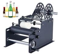 Manual Bottle Labeling Machine, Desktop Applicator for Glass & Plastic Bottles, Adhesive Labeler 10-130mm Width, Bubble-Free Application