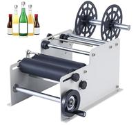 Manual Bottle Labeling Machine, Desktop Applicator for Glass & Plastic Bottles, Adhesive Labeler 10-130mm Width, Bubble-Free Application