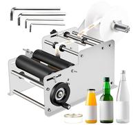 Manual Bottle Labeling Machine, Desktop Label Applicator for 15-120mm Bottles, 25pcs/min, Adjustable Self-Adhesive Labeller for Cans and Bottles