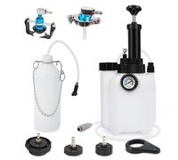 Manual Brake Bleeder Kit (5 Adapters) Universal for Most European Models | 3L Brake Bleeding Fluid Pressure Pump with 1L Refilling Bottle One Man for Car Brake Clutch Bleeding System