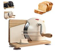 Manual Bread Slicer, Adjustable Rotary Thickness 1-20mm, Metal Guide for Homemade Sourdough, Foldable Base with Hand Crank, Perfect for Freshly Baked Bread