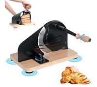Manual Bread Slicer for Homemade Loaf, Adjustable Thickness Cutter with Stainless Steel Blade, Retro Gear Drive Slicing Machine, Suction Base for Sourdough, Bagel, Cake, Kitchen Baking Tool (Black)