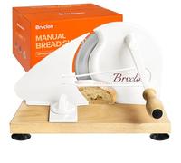 Manual Bread Slicer for Homemade Sourdough Bread, Adjustable Thickness&Evenly Slicing, Hand Crank Bread Slicer with Scale Line and Suction Cup, Serrated Blade Design, Patent:USD105861 (White)