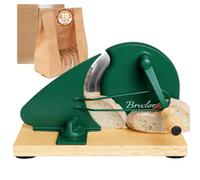 Manual Bread Slicer for Homemade Yeast Bread, Adjustable Thickness, Evenly Slice, Manual Crank Bread Slicer, with Scale Lines and Suction Cups, Sharp Blades, for Acid Dough (Dark-Green)
