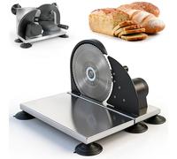 Manual Bread Slicer for Household, Stainless Steel Hand Crank Loaf Cutter, 1-15mm Adjustable Thickness & Foldable Base, Metal Baffle, Bread Cutter for Homemade Sourdough, Toast, Sausage
