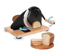 Manual Bread Slicer, Hand Crank Bread Slicer with Aluminum Body and Stainless Steel Blades, Adjustable Thickness, Easy to Use for Homemade Sourdough and Crusty Bread