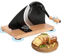 Manual Bread Slicer, Stainless Steel Blade, Adjustable Thickness 0-0.8in, Hand Crank Rotary Slicer for Homemade Sourdough Bread