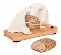 Manual Bread Slicer, Stainless Steel Hand Crank Bread Cutter, Adjustable Thickness with Scale Line, Suction Cup Base, Solid Wood Base & Aluminum Alloy Body,for Homemade Sourdough Loaf