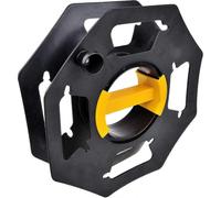 Manual cable reel for caravan, empty, for camping and home, holds up to 25m of cable, plastic, black and yellow