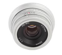 Manual Camera Lens, Manual Focus on Fixed Objective Equivalent 37.5 Mm Wide Width F1.7 Aperture for Photo Recording (Silver)