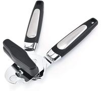 Manual Can Opener, Food-Safe Stainless Steel, Smooth Edge, Tin Lids Jar Bottle Caps Openers with Non-Slip Handle and Stainless Steel Ergonomic Turning Knob for Elderly with Arthritis