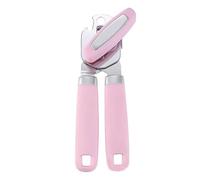 Manual Can Opener, Heavy Duty Kitchen Tool with Magnetic Smooth Edge, Ergonomic Handle, Bottle and Jar Opener (Pink)