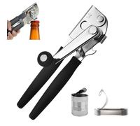 Manual Can Opener, Heavy Duty Manual Crank Can Opener, Commercial Can Opener with Magnet, Easy-Turn TPR Handle, Can Easily Open a lot Sizes of Large Cans, Extra-Large Knob, Black