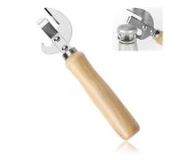 Manual Can Opener Tin Openers Metal Side Cut Lid Remover with Wood Handle Professional Ergonomic Portable Easy Grip Effortless Openings Ideal for Kitchen Camping Emergency Prep