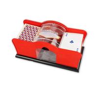 Manual Card Shuffler Machine, Hand Cranked Card Shuffler, 1-2 Deck UNO Card Shuffler for Standard or Bridge-Sized Playing Cards, for UNO, Poker Games, Blackjack, Rummy, Phase 10 (Red)