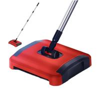Manual Carpet Floor Sweeper with Horsehair Brushes, 3 Rolling Brushes, Large Waste Bin, 43-inch Detachable Cleaner for Pet Hair, Dust and Debris