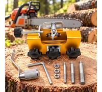 Manual Chain Sharpener, for Bosch UniversalChain 18 | Manual chainsaw sharpener with 3 grinding heads, hand crank and adjustable fixing structure for controlled chain care.
