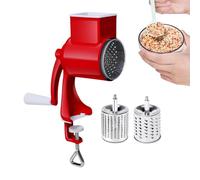 Manual Cheese Shredder, Nuts Grinder, Rotary Kitchen Grater, Ergonomic Handle, Stainless Steel Blades, Easy Cleaning, Ideal for Cheese Nuts Chocolate Baking Cooking, 11.42 x 4.33 x 2.05 inches