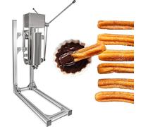 Manual Churro Maker, 3/5/7L Stainless Steel Churrera Machine with 6 Molds, Vertical Spanish Donut Maker for Commercial Snack Equipment