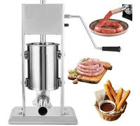 Manual Churro Maker, Stainless Steel Churrera with 4 Nozzles & 5 Tubes, Vertical Sausage Stuffer, for Commercial Use, 3L Capacity