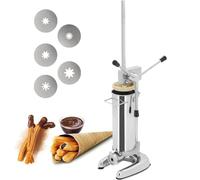 Manual Churro Maker with 5 Molds - Stainless Steel Vertical Spanish Donut Machine for Restaurants and Bakeries