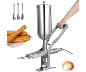Manual Churros Machine, 5L Stainless Steel Churros Maker for Restaurant, Filling Cream Jelly Donuts Latin Fruit Longbeak