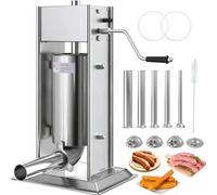 Manual Churros Maker Machine Sausage Stuffer, Manual Churro Filler w/4 Piping Nozzles, Stainless Steel Latin Fruit Machine Dessert Donuts Filler for Home Commercial(7L)