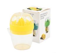 Manual Citrus Juicer with Pour Spout, Portable Hand Press Lemon Orange Squeezer, Easy Clean ABS Fruit Extractor for Kitchen, 3.9x2.7in(Yellow)