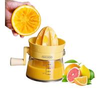 Manual Citrus Juicer with Rotating Crank - Lemon Orange Lime Hand Press, Ergonomic Handle & Measured Spout for Effortless Squeezing, Max Extraction, Kitchen