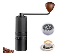 Manual Coffee Grinder - 7-Star Stainless Steel Burr, Full Metal Body, Precision External Adjustment, Portable Hand Crank, Fit for Aeropress, French Press, Drip, Espresso (Black)