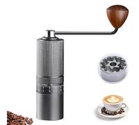 Manual Coffee Grinder - 7-Star Stainless Steel Burr, Full Metal Body, Precision External Adjustment, Portable Hand Crank, Fit for Aeropress, French Press, Drip, Espresso (Silver Gray)