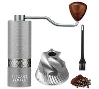 Manual Coffee Grinder with Stainless Steel Conical Burr - Portable Hand Coffee Bean Grinder with Cleaning Brush - 20g Capacity - Adjustable Settings for Espresso, French Press, Pour Over - (Grey)