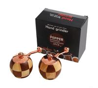 Manual Crank Pepper Mill Constructed from Sustainably Sourced Solid Wood with Chessboard Texture for Visual Appeal (Two packs)