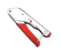 Manual Crimping Plier, 5 Inch Wire Stripping Tool with Soft Rubber Handle for Coaxial Cable Satellite Antenna, Steel Compression Pliers Red