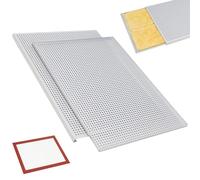 Manual Crisper Baking Pan with Silicone Pad, Multipurpose Perforated Oven Tray for Bread Meat Dessert Bakery