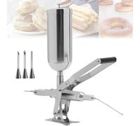 Manual Donut Jelly Filler Injector, Stainless Steel Cream Filling Machine for Restaurant Kitchen, Quantitative Filling with 4 Pipes