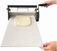 Manual Dough Roller Machine, Commercial Dough Sheeter, Stainless Steel, Adjustable Thickness for Pasta Pastry Pizza, Countertop