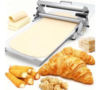Manual Dough Sheeter Machine, Adjustable Thickness Stainless Steel Folding Dough Rolling Tool for Pizza Dough, Fudge Crust - Commercial Use