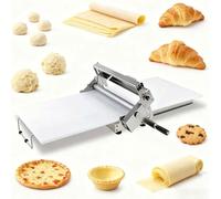 Manual Dough Sheeter Machine, Stainless Steel Folding Dough Press Sheeter Croissant Pastry Danish Bakery Roller Puff Pastry Pizza Rolling Machine Adjustable Thickness(B 400)