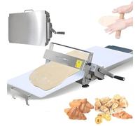 Manual Dough Sheeter Machine, Stainless Steel Puff Pastry Tool, Adjustable Thickness for Icing and Marzipan, Commercial Quality Folding Rolling Machine