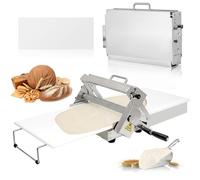 Manual Dough Sheeter, Stainless Steel Dough Roller with Sheeter Board, Adjustable Thickness 0-25mm for Croissant, Pastry, Cake Making