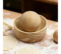 Manual Dumpling Maker - Wooden Dumpling Skin Press with Ball Roller for Uniform Wrappers | Multipurpose Round Pastry Dough Shaper for Ravioli, Meat Pies | Easy-to-Clean Home Cooking Tool
