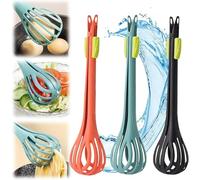 Manual Egg Beater, 2 in 1 Food Clip Egg Whisk, Household Food Tongs,Handheld Egg Whisk Blender Bread Clip, Multifunctional Kitchen Tool for Cooking Salads Mixing Gripping Stirring Baking