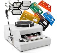 Manual Embossing Machine for Dog Tags with Adjustable Spacing and Depth, Includes 30 Aluminum Tags for Precise Coding