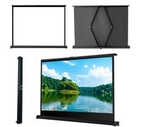 Manual Floor Pull up Scissor Backed Projector Screen, Foldable Portable Movie Screen, 16:9 4K HD, 30" 40" 50" Wrinkle-Free Lightweight Projection Screen for Home Theater Backyard Cinema(16:9,50")