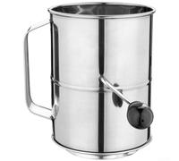 Manual Flour Sifter Stainless Steel - Rotary Wire Strainer for Dry Ingredients - Rust Free Kitchen Tool for Sifting Cocoa & Salt - Pastry Baker Essential 16cm(5CUPS)