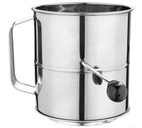 Manual Flour Sifter Stainless Steel - Rotary Wire Strainer for Dry Ingredients - Rust Free Kitchen Tool for Sifting Cocoa & Salt - Pastry Baker Essential 16cm(8CUPS)