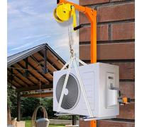 Manual Folding Hoist Tool for Air Conditioner Installation - Stainless Steel Self-Locking Crane Equipment, Heavy-Duty Lifting Accessory, Portable Assembly Tool