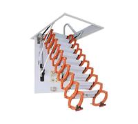 Manual Folding Telescopic Ladder - Heavy Duty 1100lbs Capacity, Easy Assemble for Loft, Attic Access and Space Saving