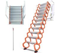 Manual Folding Wall Mount Loft Ladder Pull Down Attic Stairs Space-Saving 400kg Load Convenient for Indoor & Outdoor Use